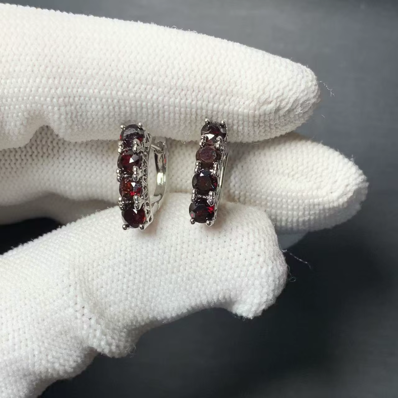 Boucles d'oreilles créoles Vintage en grenat naturel, cercle rond classique Simple, bijoux en pierre