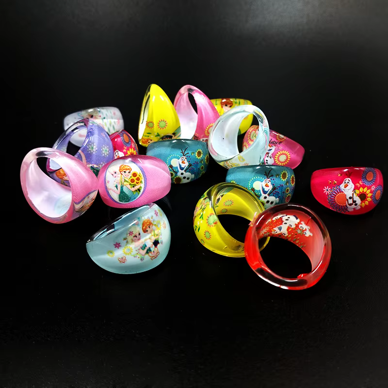 Bagues en acrylique dessin animé pour enfants, mignon, Kawaii, Rosa, fille investissant, accessoires