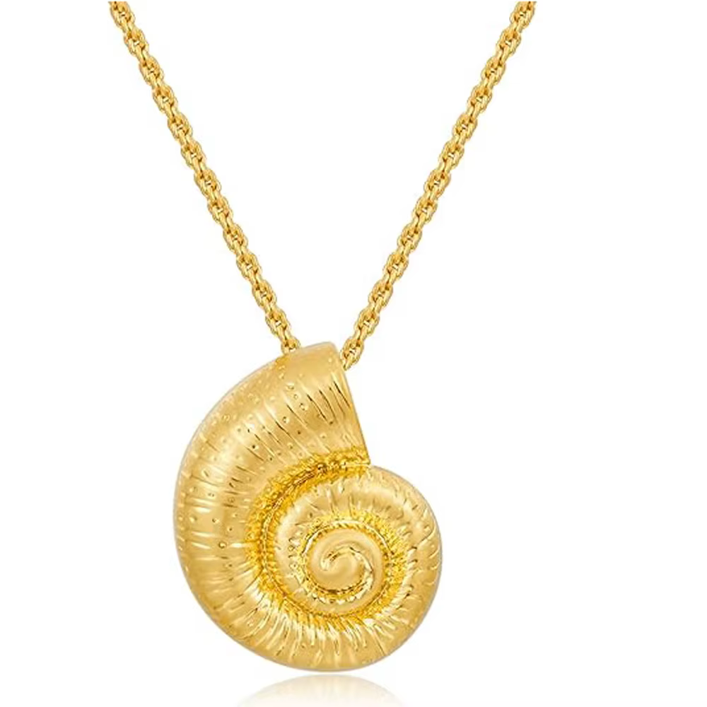 Ensemble de boucles d'oreilles et collier avec pendentif en coquillage plaqué or 18 carats pour femm