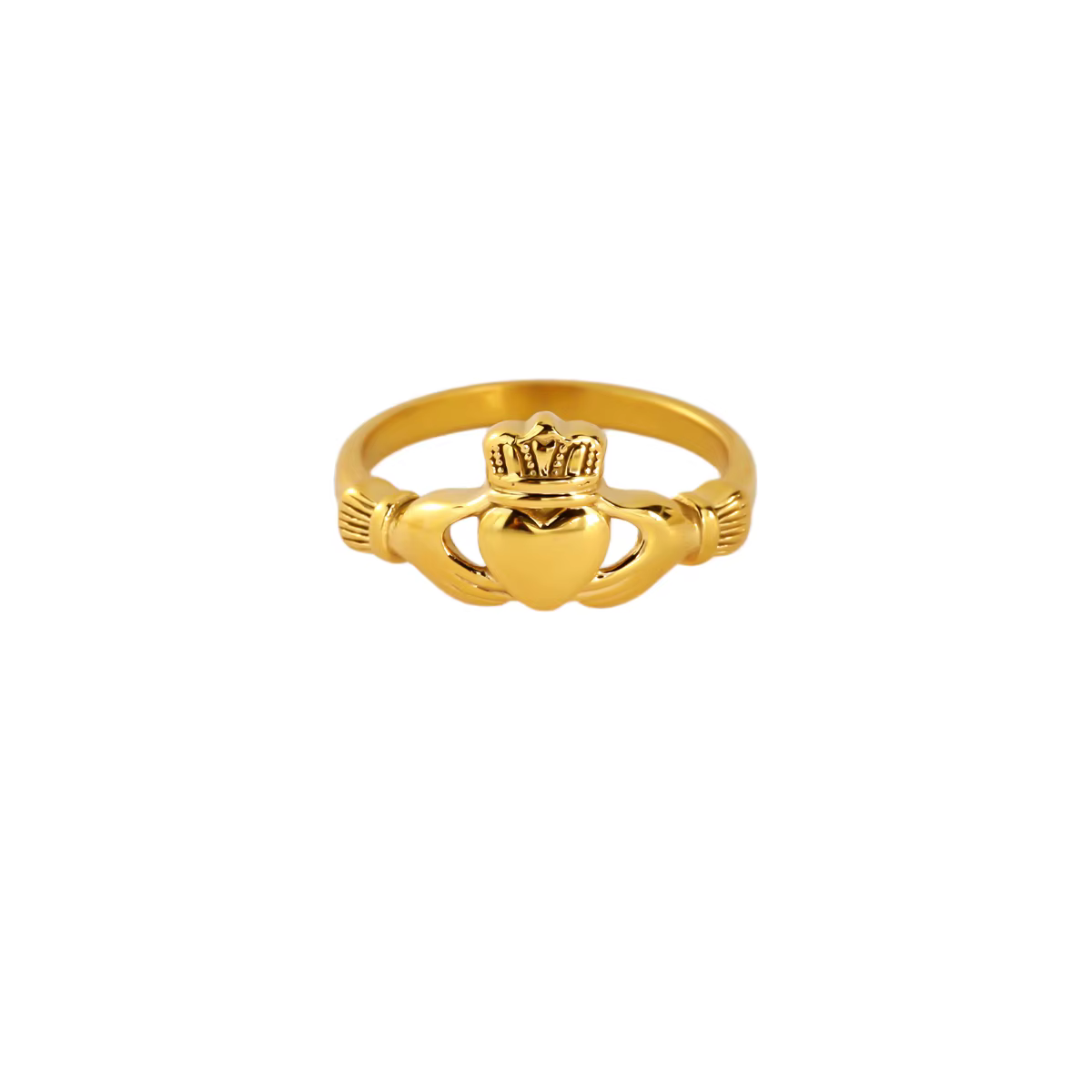 Bagues Claddagh classiques élégantes pour femmes, plaquées or 18 carats, en acier inoxydable, anneau