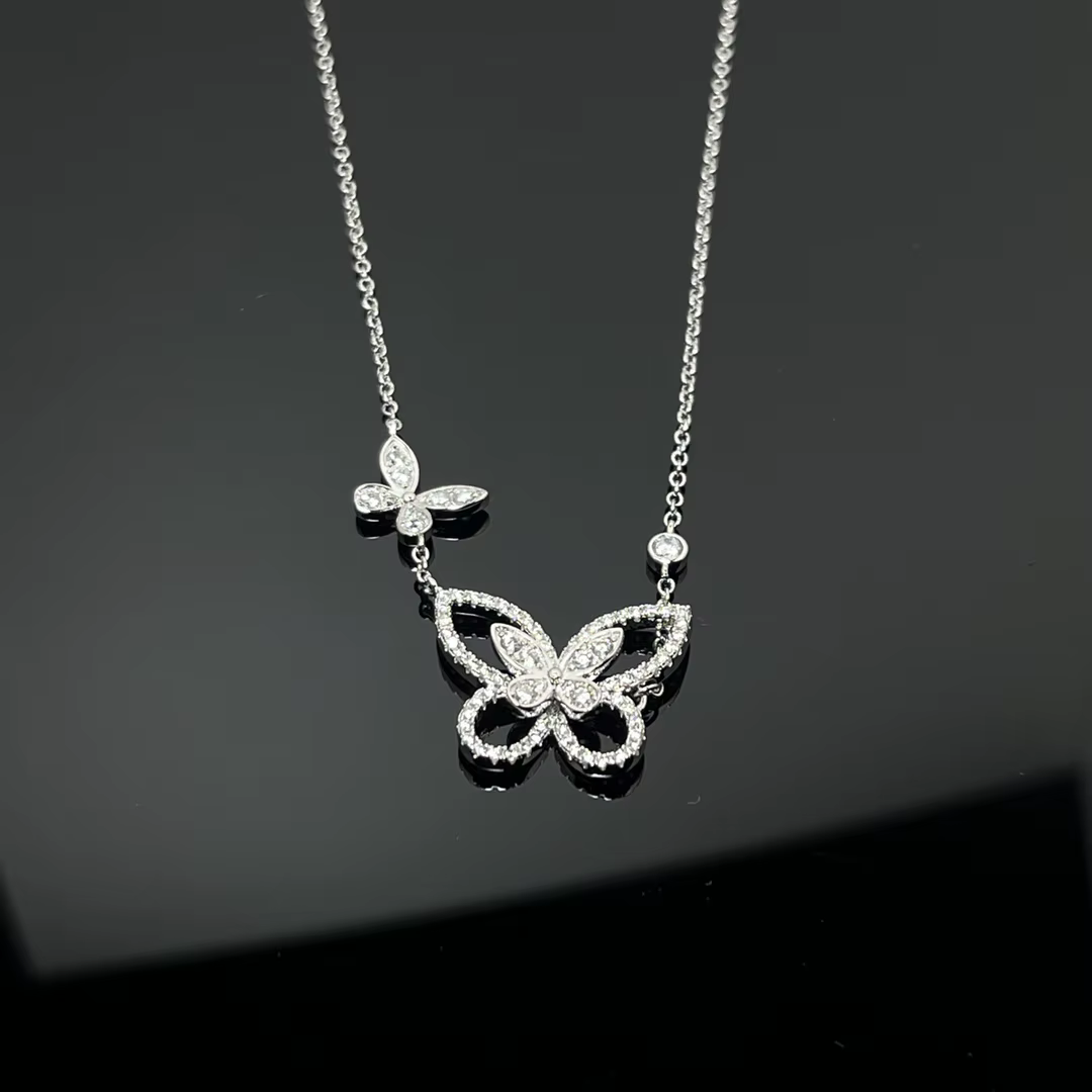 Boucles d'oreilles papillon classiques plaquées or en argent sterling 925, bracelet papillon, collie