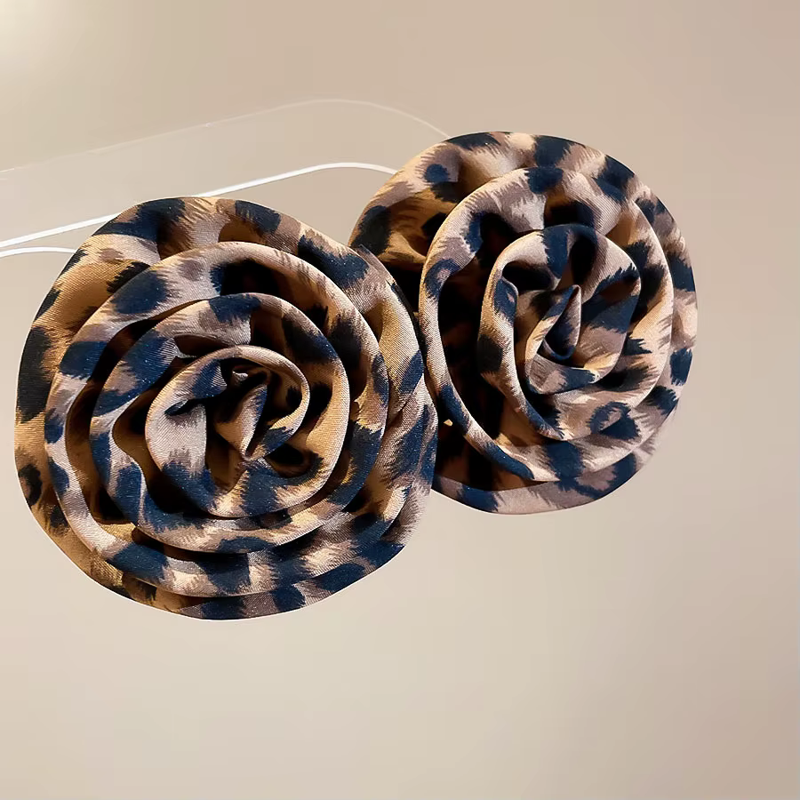 Boucles d'oreilles à clous en tissu imprimé léopard pour femme, café, Vintage, exagéré, bijoux de pe