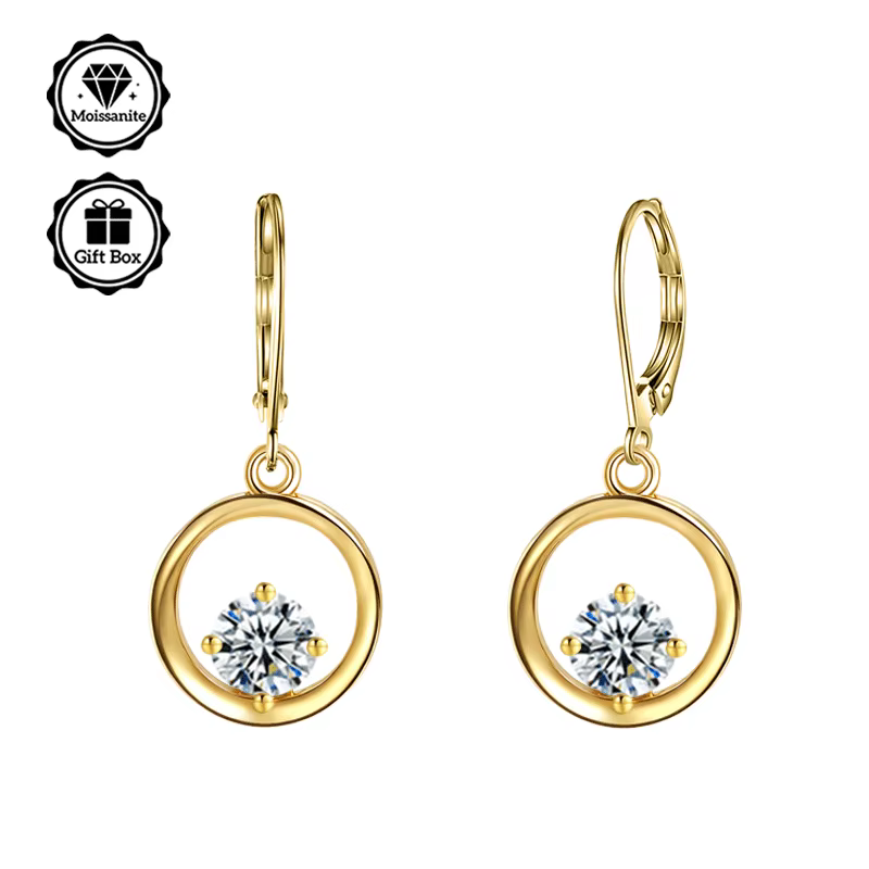 LAMVOICE bijoux pour femmes/boucles d'oreilles avec moissanite 1 carat hypoallergénique crochet bouc