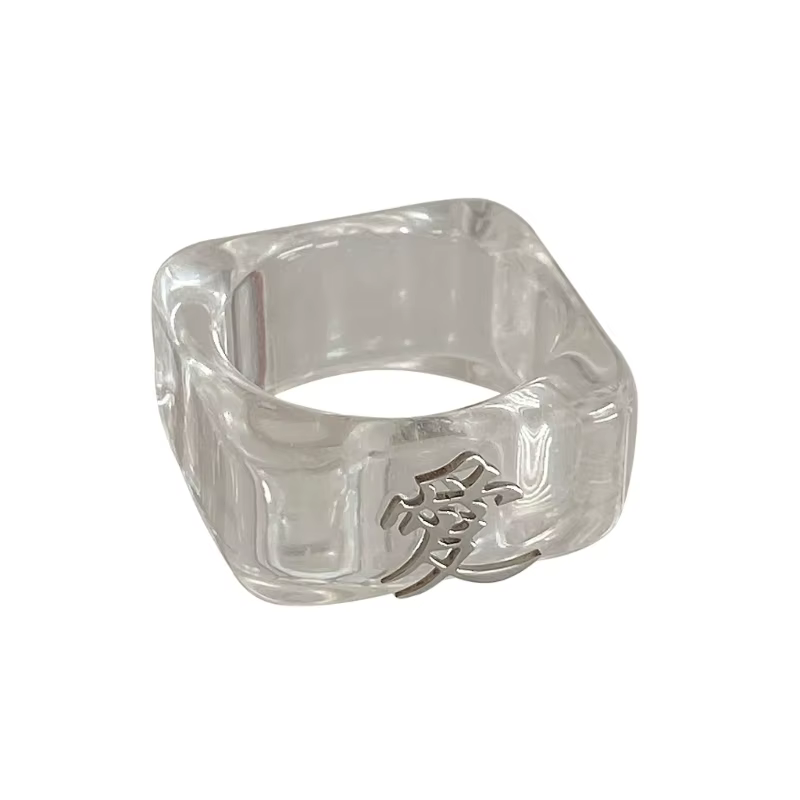 Bague transparente en résine d'amour coréen pour femme, cadeaux vintage, fête punk, navire chia