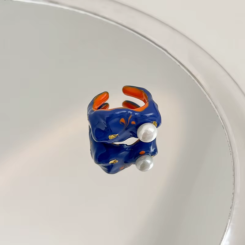 Bagues colorées en émail, cœur, fleur, douce, tendance, géométrique, goutte d'huile, pour femmes et 