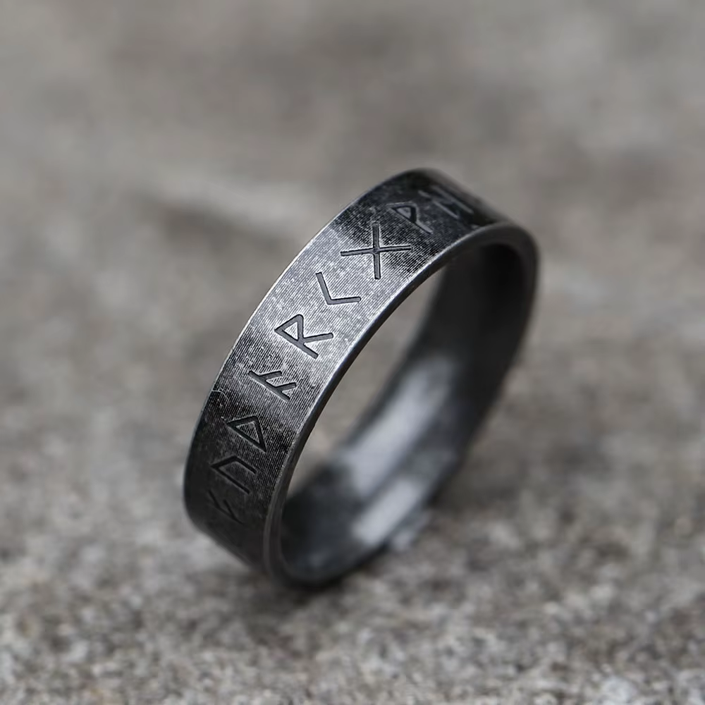 Bague Rune Viking rétro pour hommes et femmes, en acier inoxydable 316L, avec lettres Odin, amulette