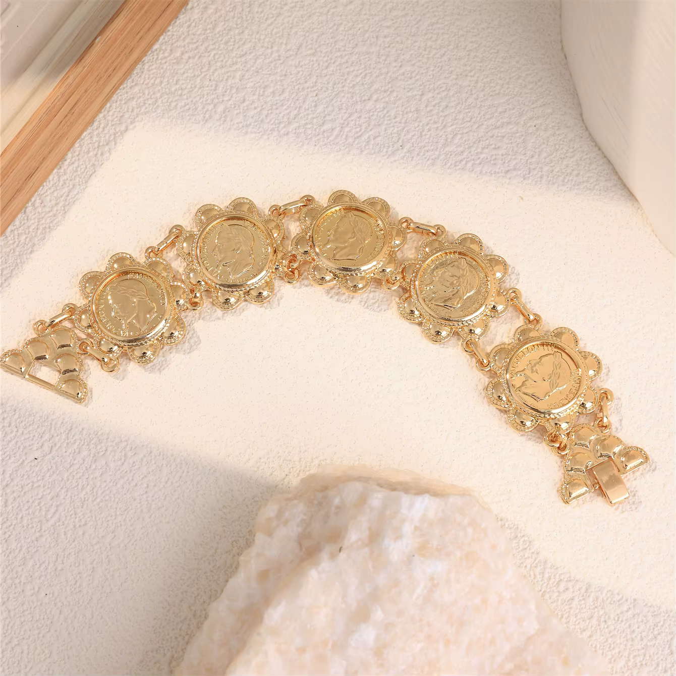 Bracelet de tête de fleur en alliage préliminaire pour femme, bracelet de figure, taille réglable, m