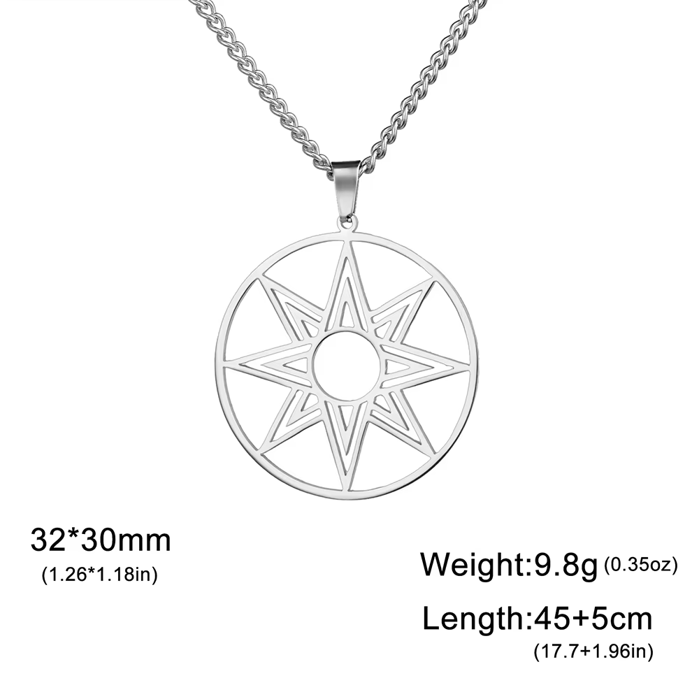 Dawapara Octagramme Collier Étoile d'Ishtar Inanna Déesse Étoile Assyrien Pendentif En Acier Inoxyda