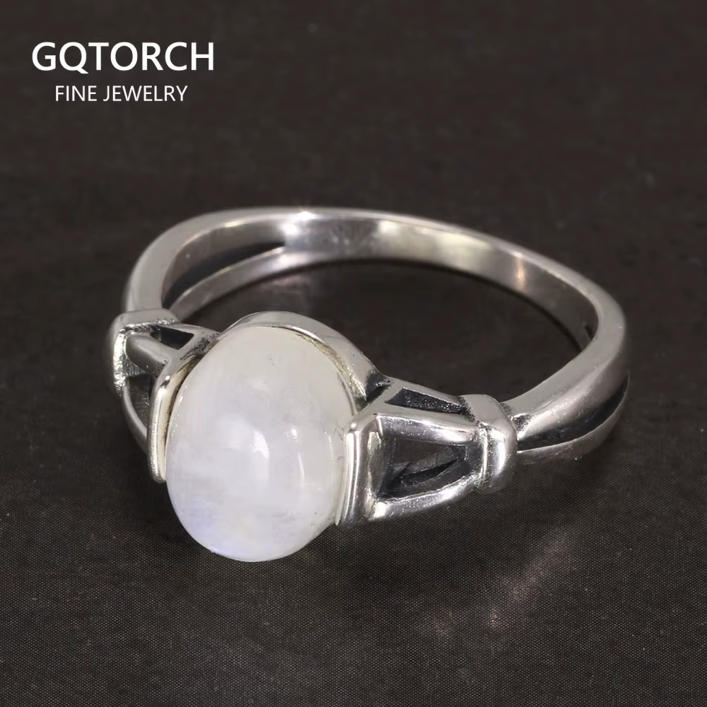 Bague Bella en argent Sterling 925 véritable, ouverture réglable, pierre de lune naturelle, bijoux c