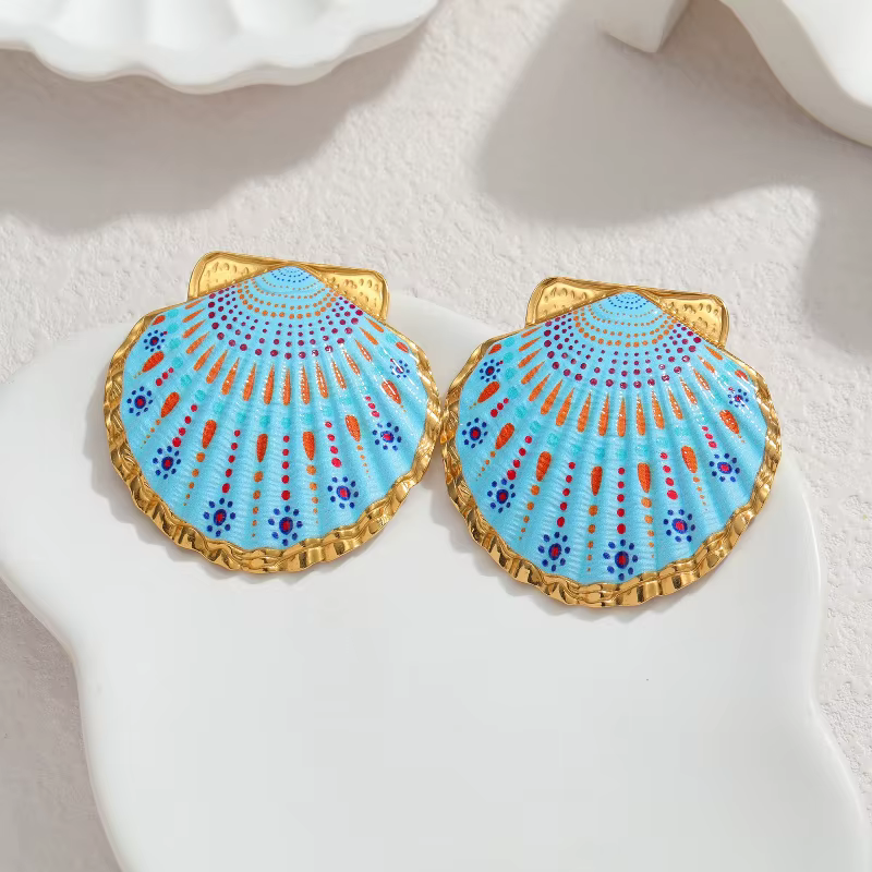 Leo |   Boucles d'oreilles en métal peint, acier inoxydable, bijoux chic pour femmes, or, haute qual