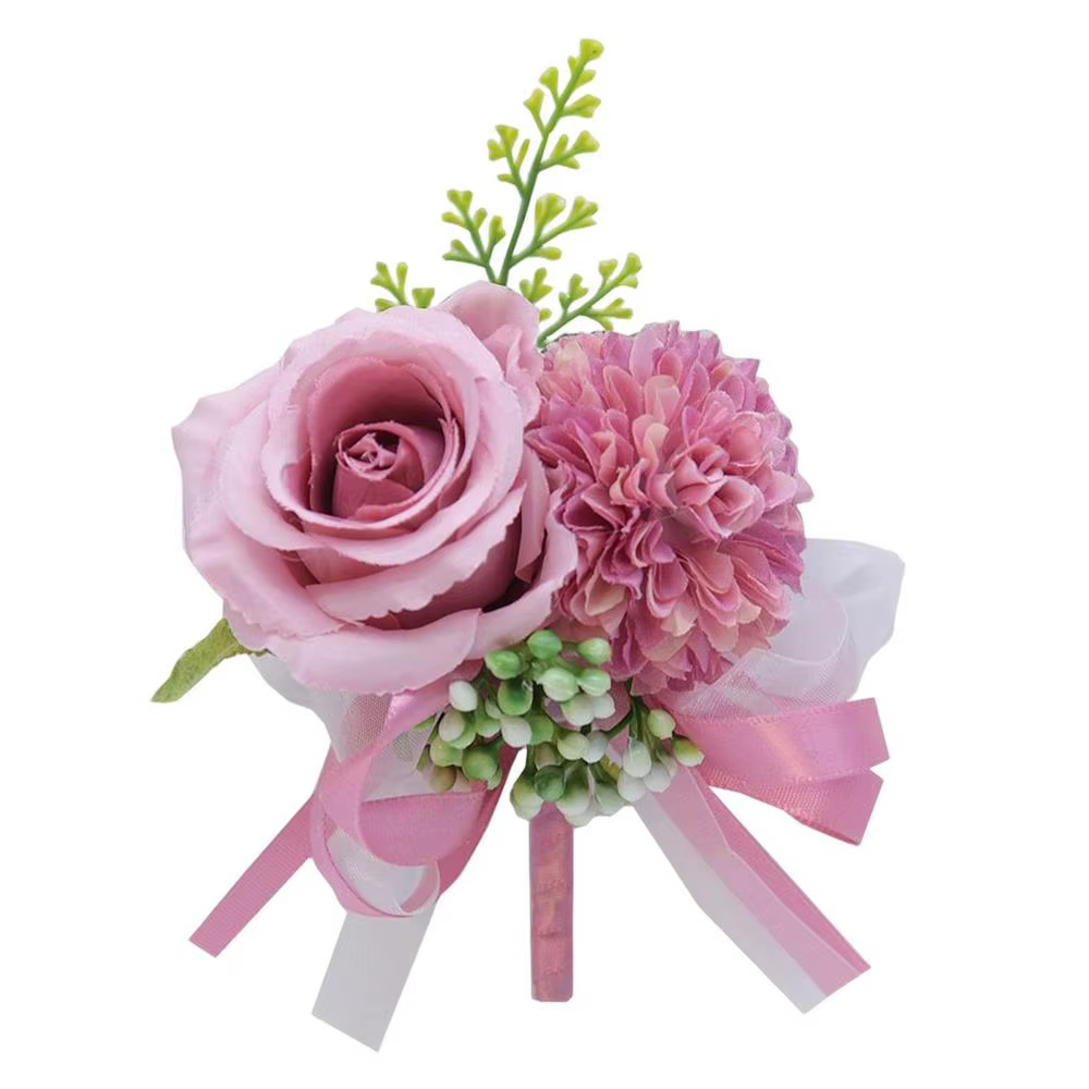 Boutonnière fleurs artificielles Corsage Rose florale épaule Corsages garçons d'honneur boutonnière 