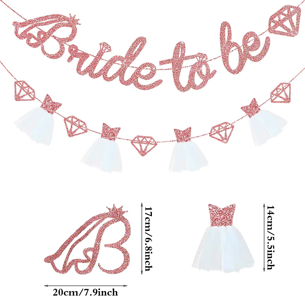 Ensemble de décoration de fête d'enterrement de vie de jeune fille, papier pailleté, pour future mar