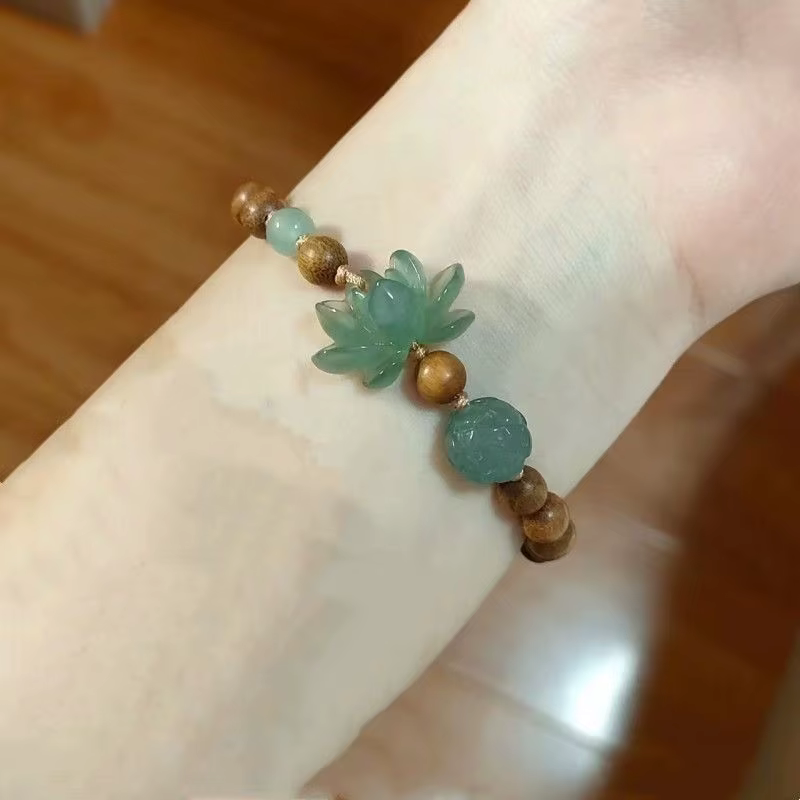 Style chinois Imitation Jade bambou perle Bracelet pendentif charme bijoux femmes Antique ethnique B