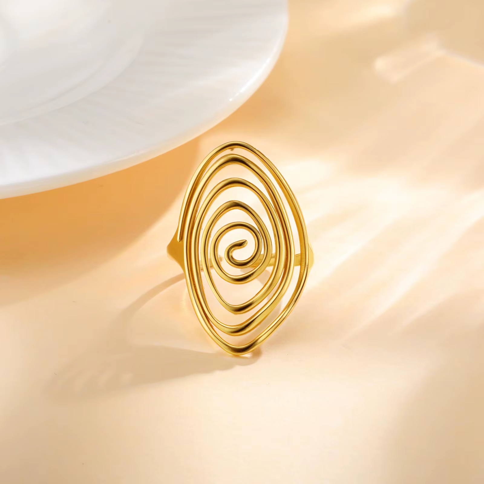 Bague géométrique d'ouverture de ligne en spirale pour femmes, bagues réglables en acier inoxydable 