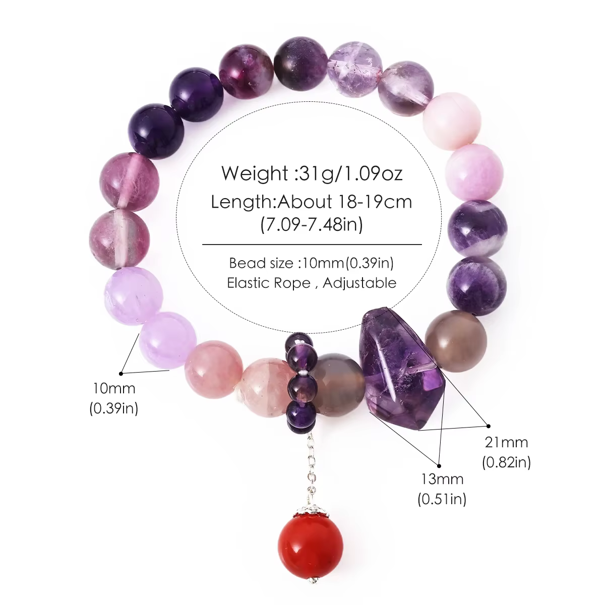 Bracelets en pierre d'améthyste naturelle Dream Lace pour femmes, perles de cristal violet, perles é