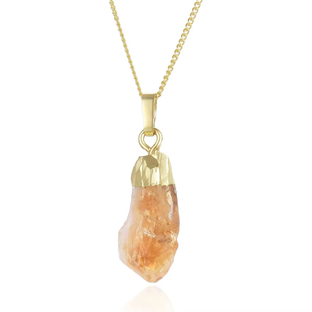 Pendentif en cristal brut naturel pour la guérison, bouchon plaqué or, petit chaïf irrégulier, bijou