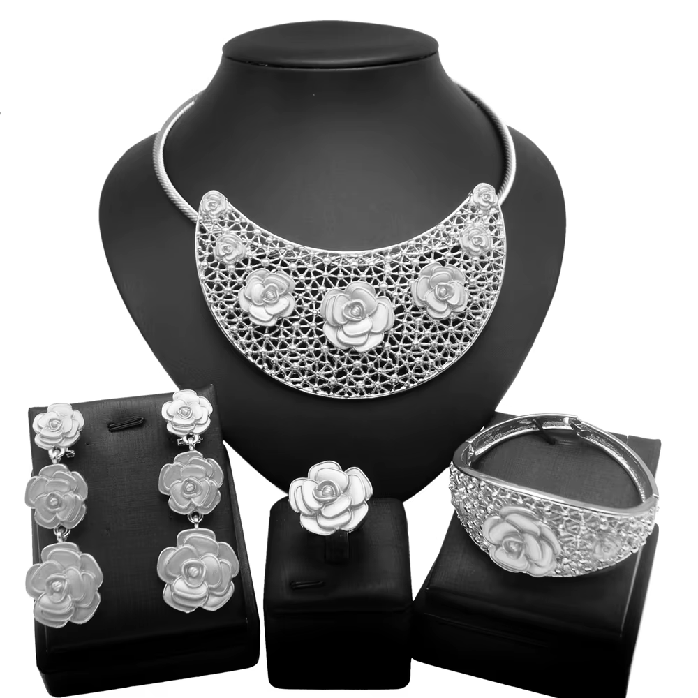 Ensemble de bijoux à la mode pour femmes, avec pendentif bourgeon et boucles d'oreilles à fleurs, ca