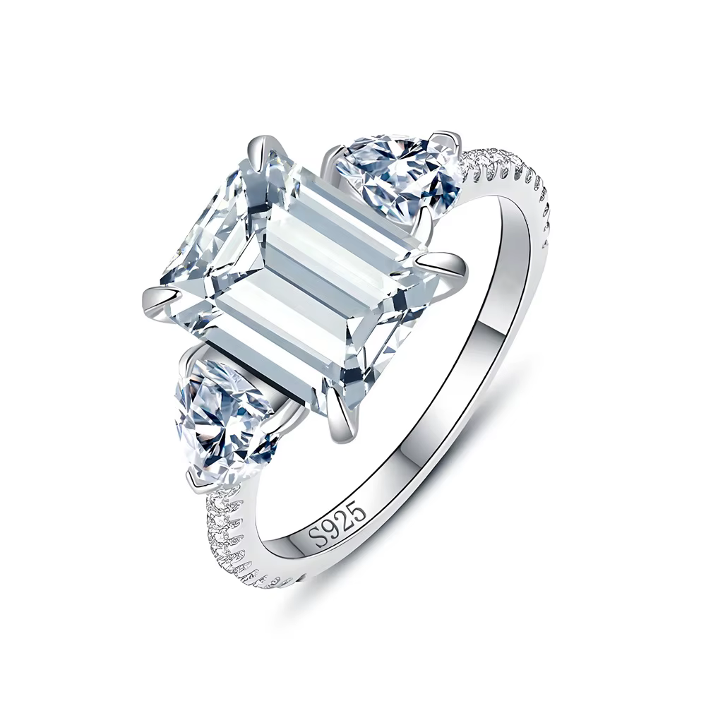 Wong Rain 925 argent Sterling 8*10 MM saphir Citrine aigue-marine émeraude rubis gemme de fiançaille