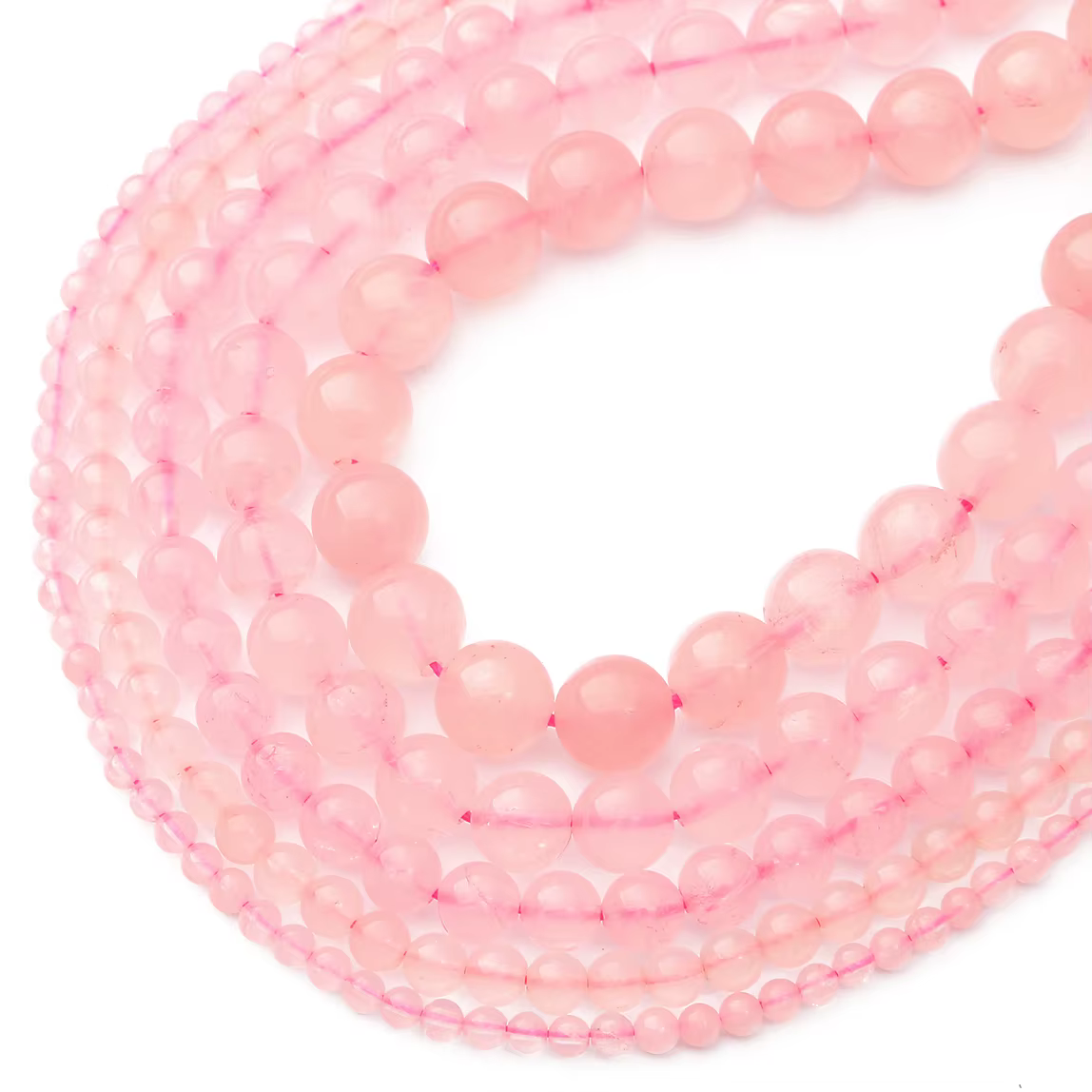 1 brin de perles rondes en pierre naturelle de quartz rose poudré pour la fabrication de bijoux, acc