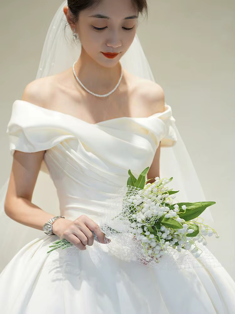 Nouvelles robes de mariée princesse à épaules dénudées séance Photo plis drapés robes de mariée en S