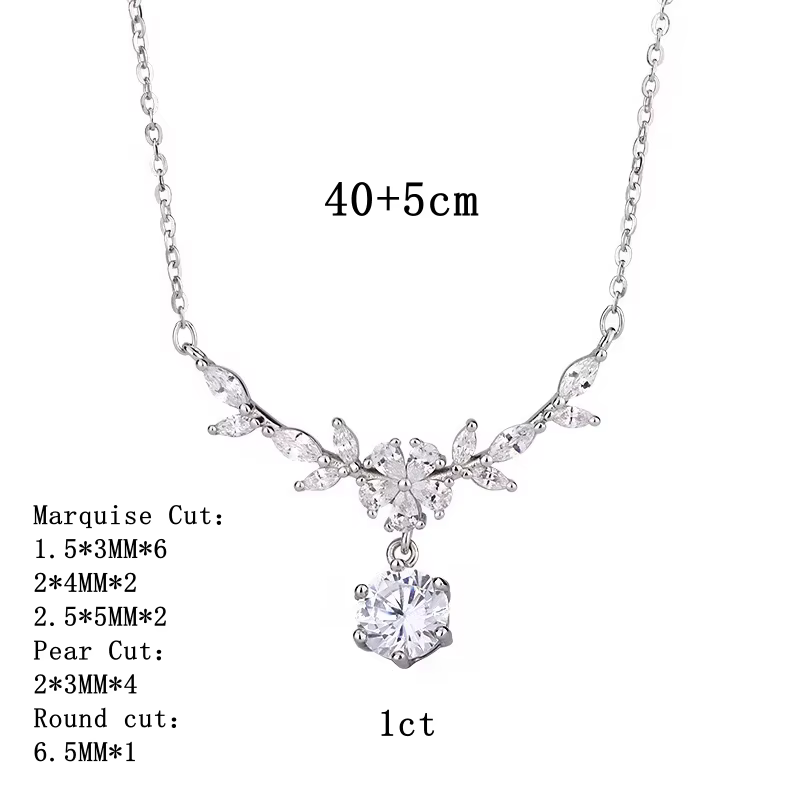 Halaile 1CT D couleur Moissanite S925 argent Sterling Cassia brindille collier à la mode cou chaîne 