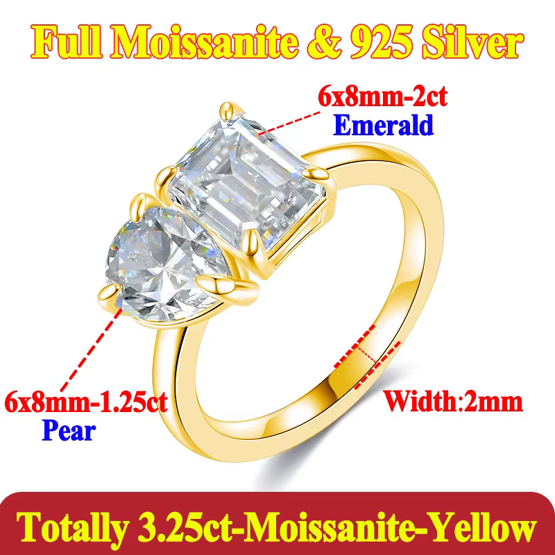 Bagues de luxe en Moissanite pour femmes, bijoux en argent Sterling 925, couleur D, à la mode, diama