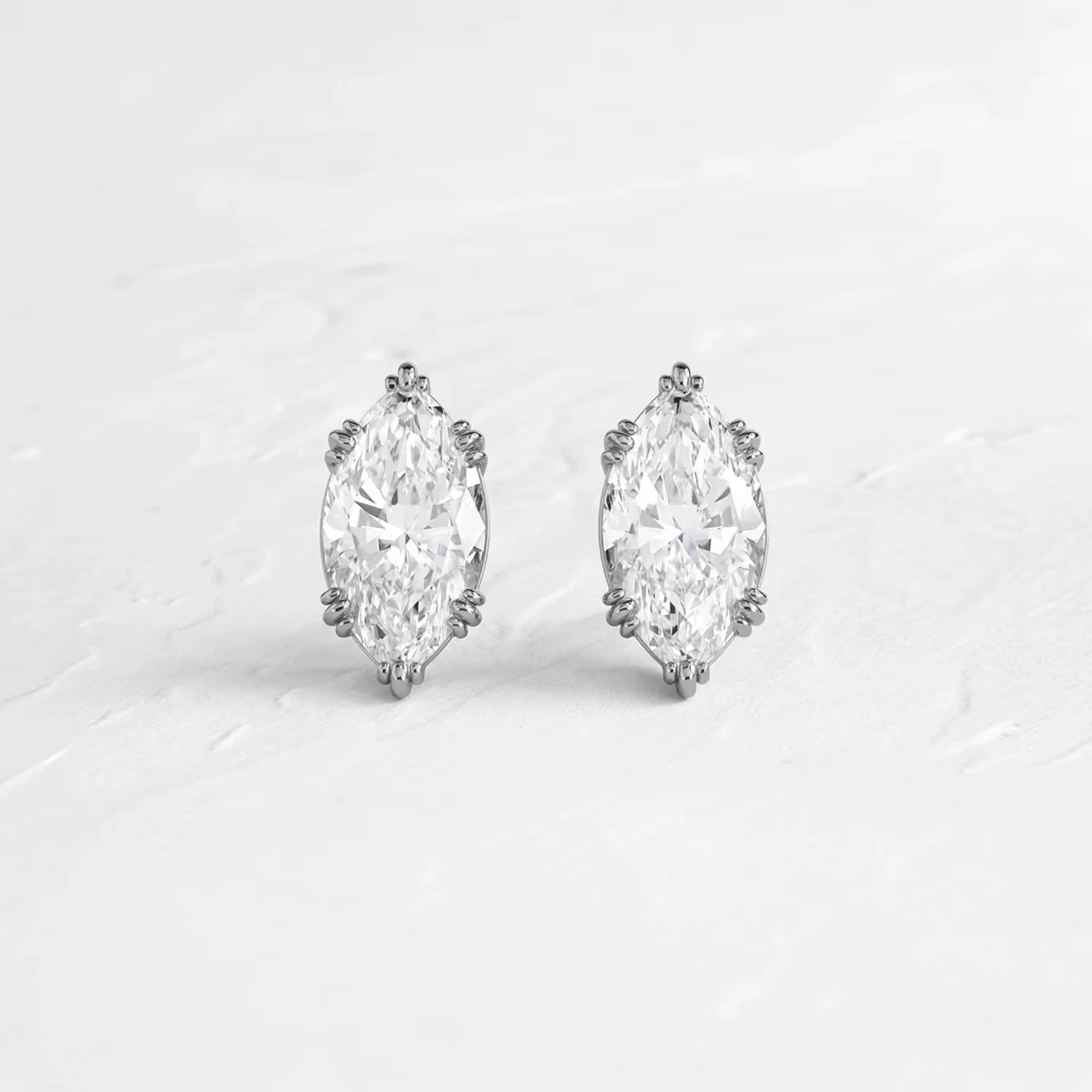 DPLAOPA D Color VVS1 Argent Sterling 925 0.52CT Moissanite taille Marquise Boucles d'oreilles clous 