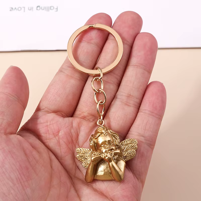 Porte-clés ange en alliage créatif pour femmes et filles, mignon, porte-clés de voiture, bibelot, sa
