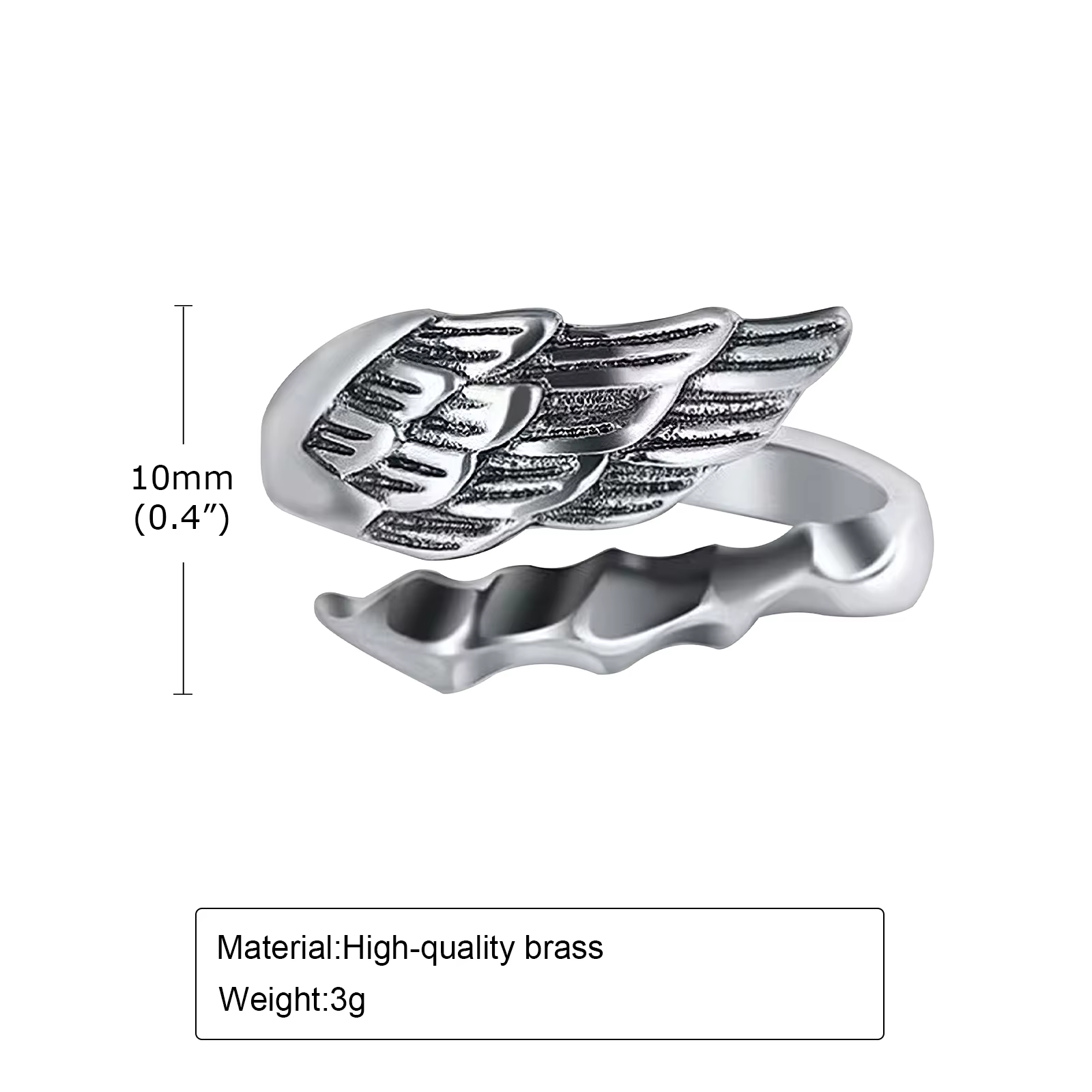 Bague ailes rétro pour hommes, bague gothique en métal réglable avec ailes du diable, cadeau de bijo