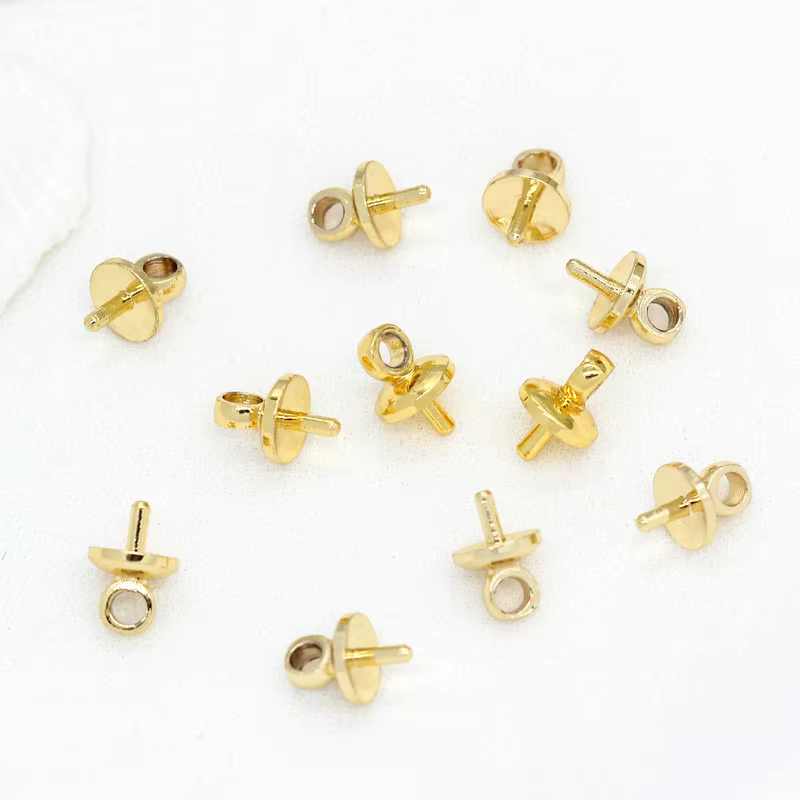 Bouchons de perles en laiton plaqué or véritable 14 carats, accessoires de bijoux à bricoler soi-mêm