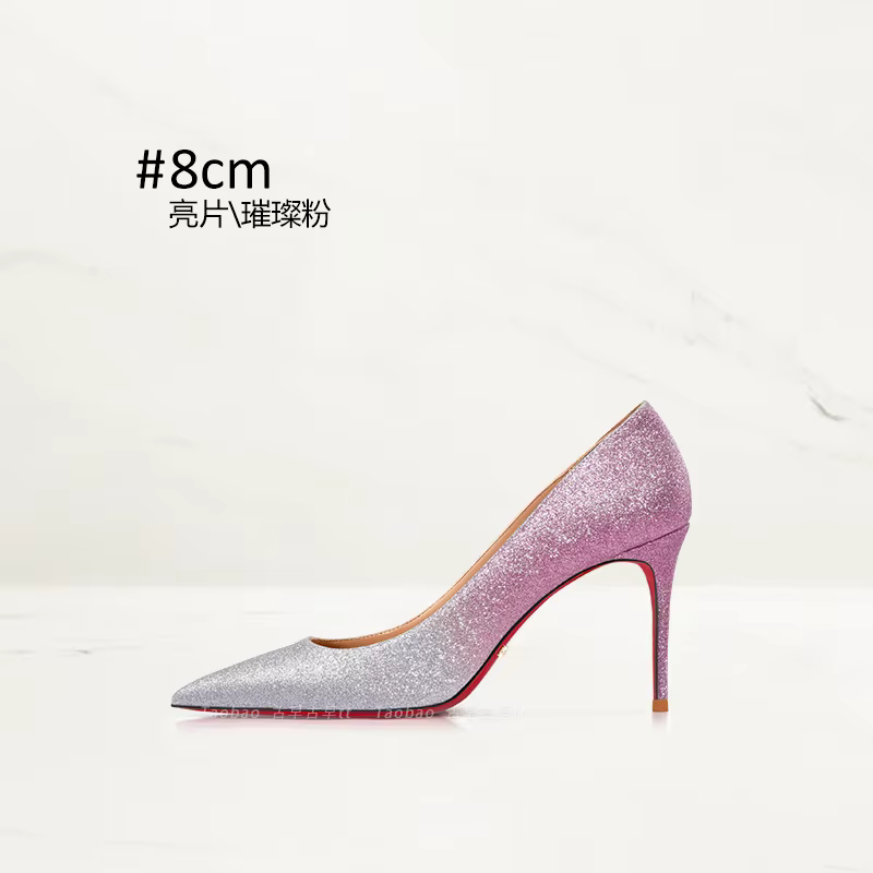HLTINO Top qualité chaussures à fond rouge femmes talons hauts avec paillettes printemps automne pom