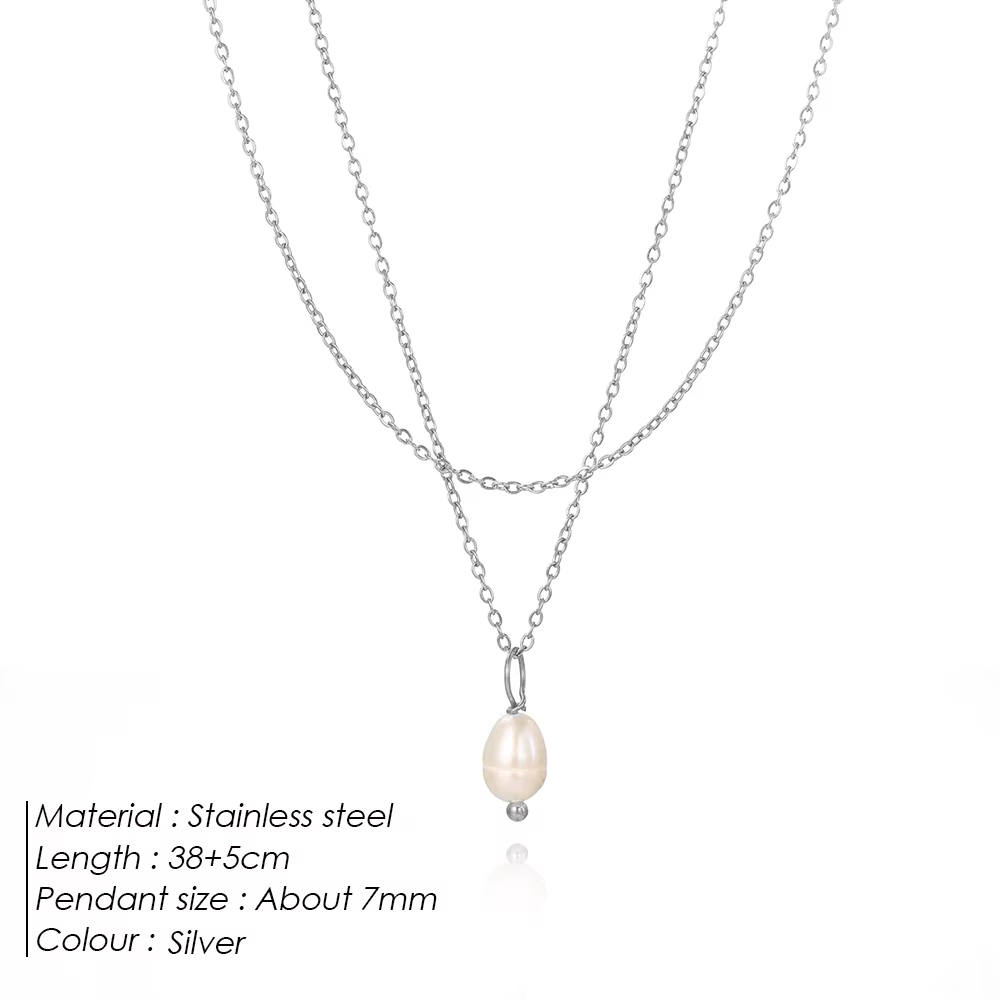 Collier minimaliste en perles d'eau douce EManco pour femmes et filles, plaqué or 14 carats, acier i