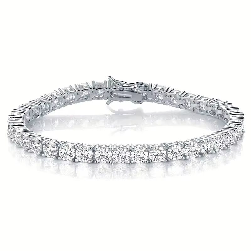 Bracelet de tennis en Zircon plaqué argent 925, or 18 carats, qualité 4A, pour hommes et femmes, per
