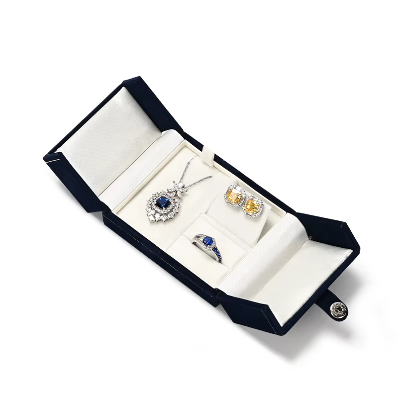 MISHITU-Boîte à Bijoux en Cuir PU Haut de Gamme, Présentoir Trois en Un pour Bague de Mariage, Boucl