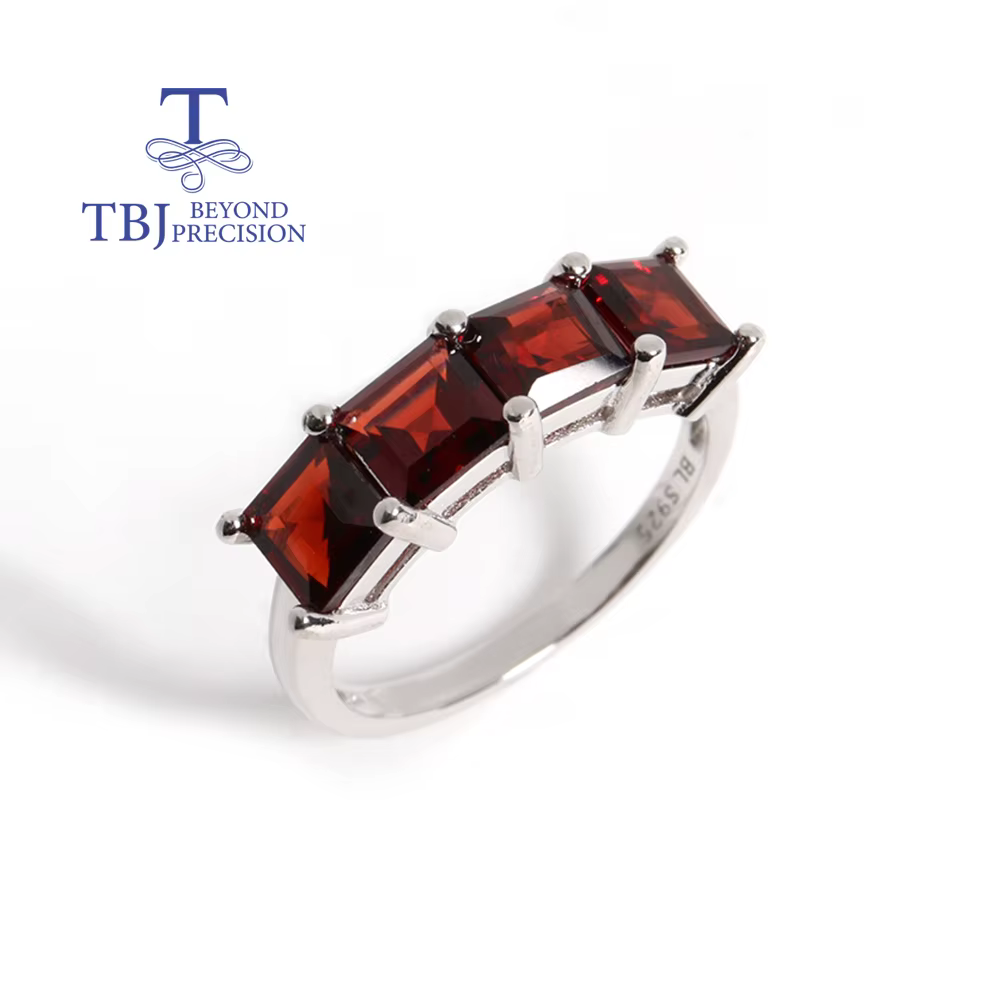Bague en grenat naturel au design magnifique pour femme, pierre de naissance de janvier, en argent s
