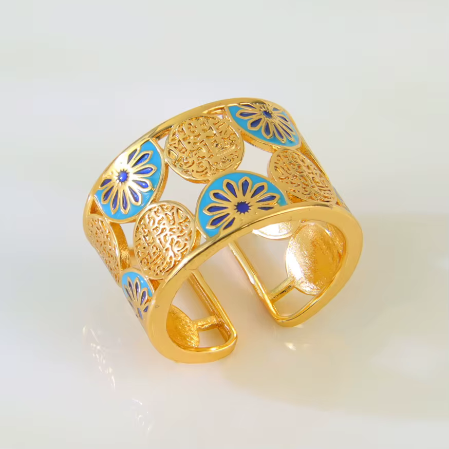 Bagues de luxe plaquées or dubaï pour Couples, couleur or 21 carats, mode italienne, bague en zircon