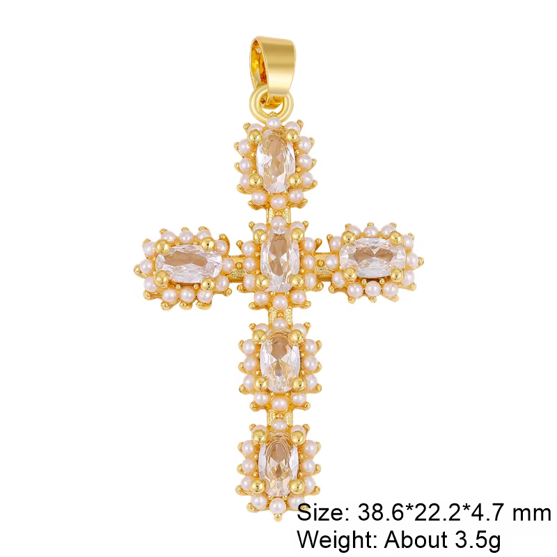 Juya 18K plaqué or créatif zircone catholique croix chrétienne breloques pour bricolage Talisman pri