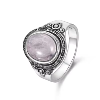 Nasiya-Bagues en Quartz Rose Naturel pour Femme, Bijoux en Pierres Précieuses Argentées, Cadeau d'An