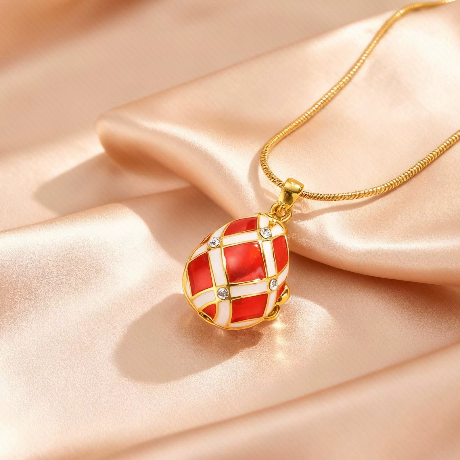 Collier pendentif œuf de Pâques vintage en émail coloré, médaillon en coquille d'œuf ouvrable, colli