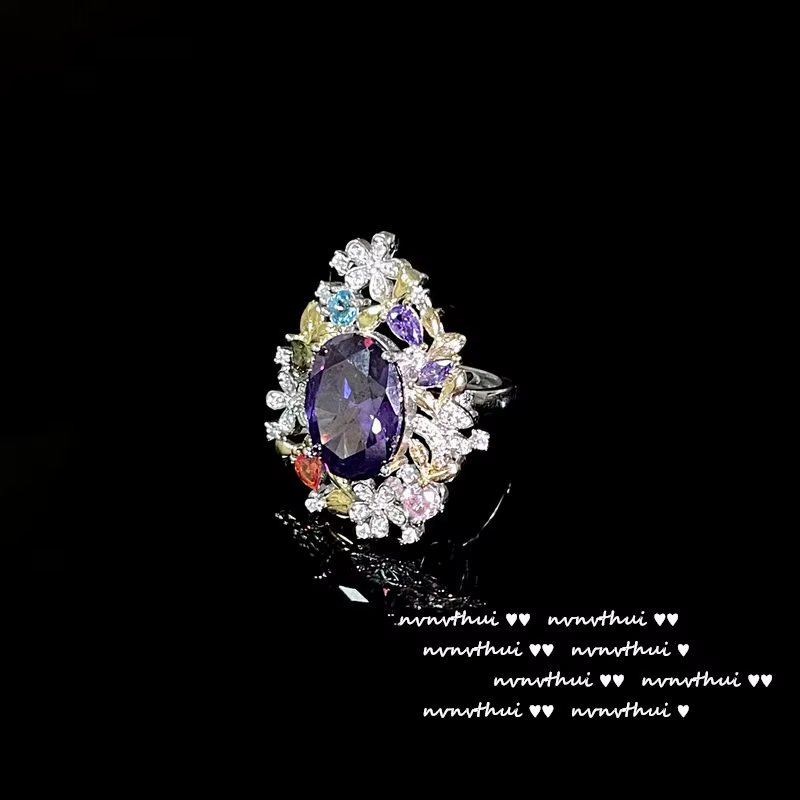 Ensemble de bijoux de mariage vintage en argent 2023 pour femmes, boucles d'oreilles violettes, coll