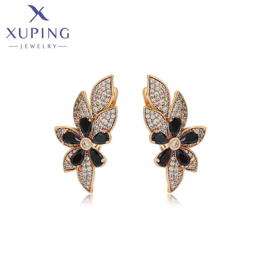 Xuping bijoux mode fleur breloques boucles d'oreilles multicolore pierre populaire Huggies boucle d'