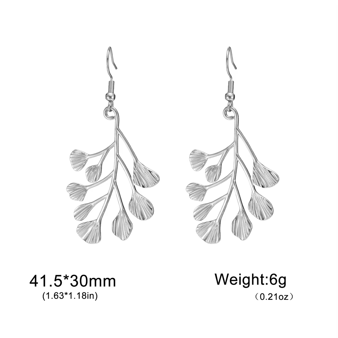 Boucles d'oreilles en forme de feuilles pour femmes, en acier inoxydable, couleur or/argent, longues