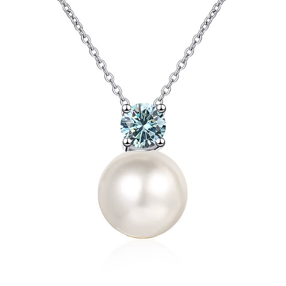 JoyceJelly – collier Moissanite en argent Sterling S925, 0,3 ct, couleur D, pendentif en perles de 8
