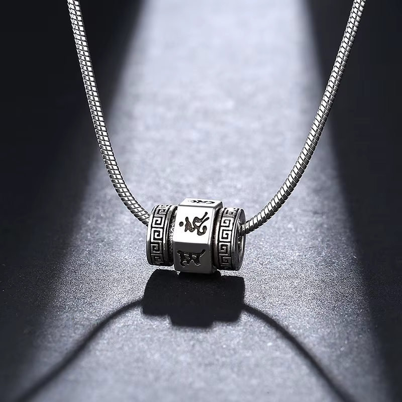 Collier mantra rotatif avec six syllabes pour homme et femme, pendentif en perles, style ethnique, b