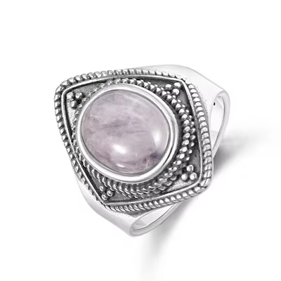 Bague romantique vintage avec quartz rose naturel nar, fête de mariage, fiançailles, cadeau de la fê