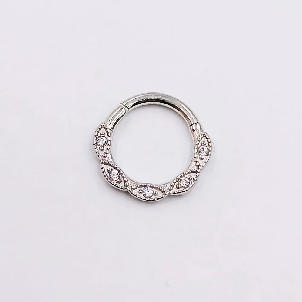 Anneaux de nez en acier chirurgical 316, 16G, Zircon CZ, Septum Clicker Helix, Piercing articulé, co
