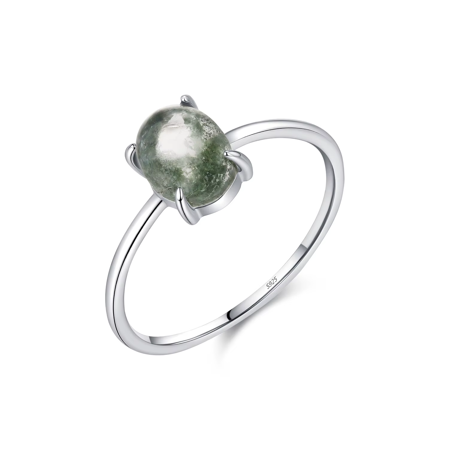 MODIAN – bague en argent Sterling 925, Agate verte, Cabochon ovale, bande fine, minimaliste, pour fe