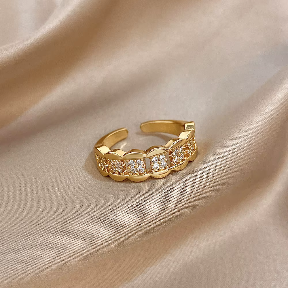 Bracelet de luxe multicouche en Zircon incrusté de Micro pour femmes, bague élégante en cuivre plaqu