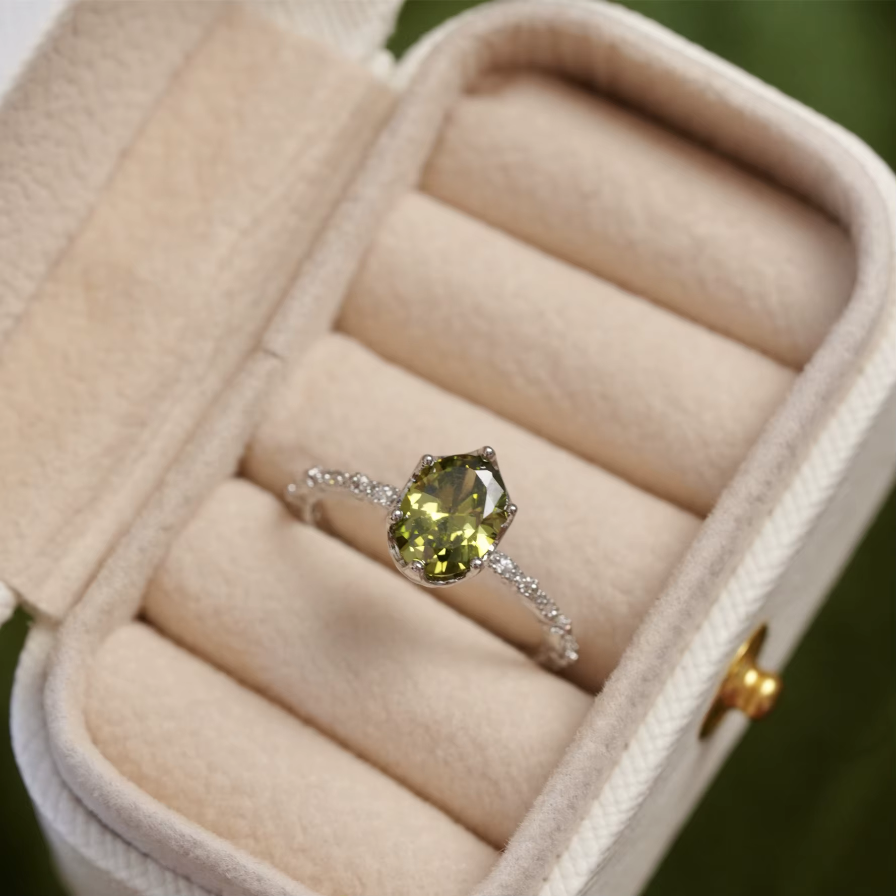 Bague créative rétro série vert Olive pour femmes, bague en argent 925, bijoux de mariage de luxe ex