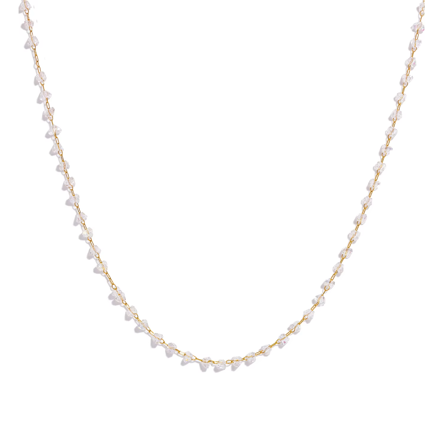 Collier en cristal scintillant, plaqué or, acier inoxydable, imperméable, hypoallergénique, chaîne m
